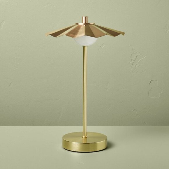 13" Brass Scalloped Shade Portable Table Lamp - Hearth & Hand Magnolia, Target - Picture 4 of 11